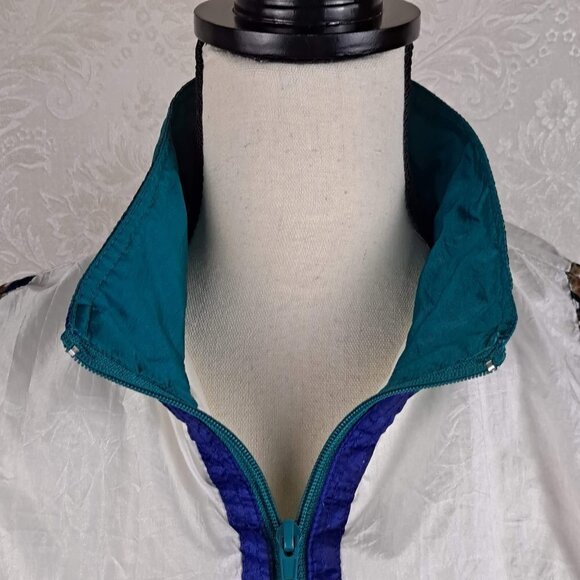 Bolo Spirit Size Small 80s Style Windbreaker Jacket Green White Colorful Detail - Picture 5 of 13